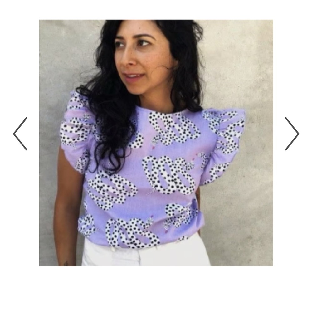 Purple Ruffle Sleeve Top